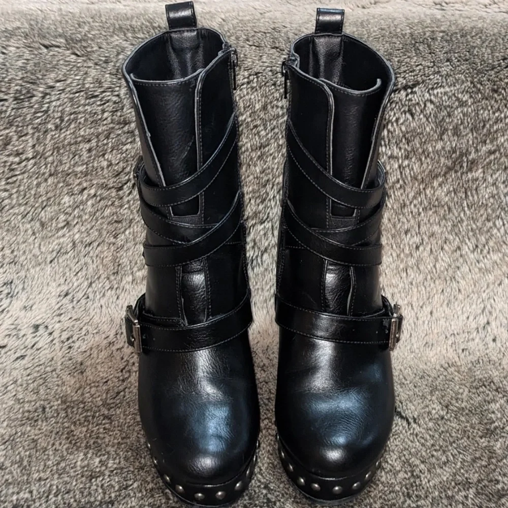 Milwaukee Leather Women's Triple Strap Wedge Boots - Picture 4 of 6